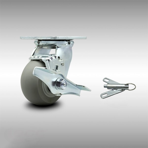 4 Inch SS Thermoplastic Rubber Caster with Ball Bearing and Brake/Swivel Lock